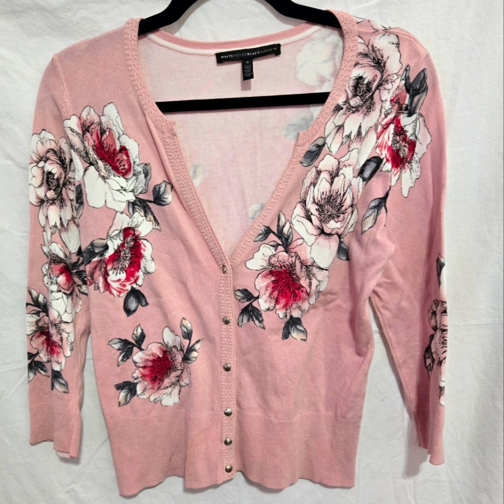 Cardigan White House Black Market Pink